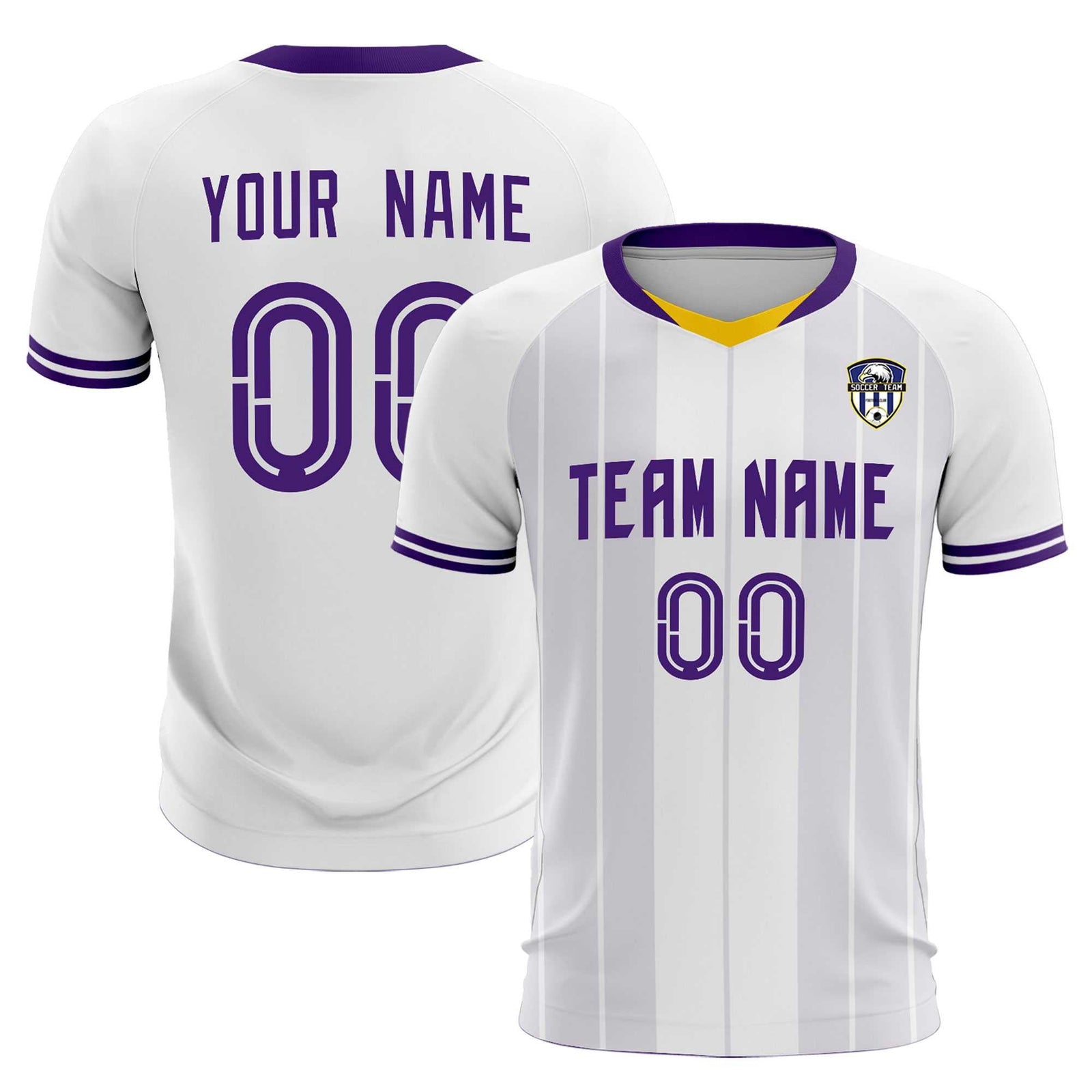 Custom White Classic Striped Personalized Soccer Tops/Sets Jersey