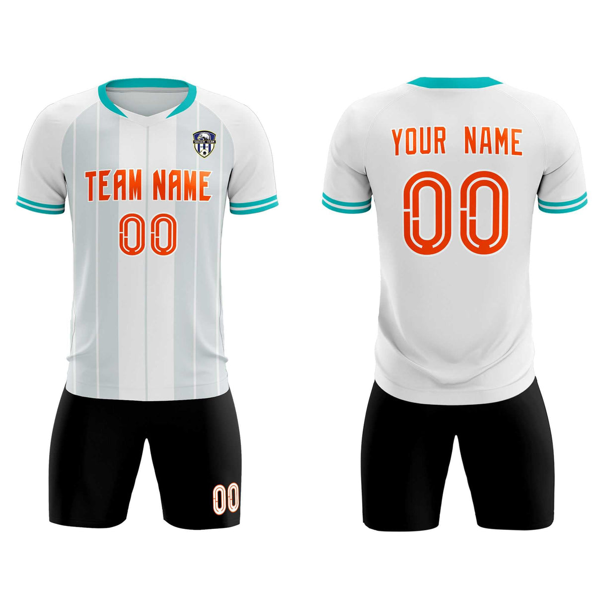 Custom White Classic Striped Personalized Soccer Tops/Sets Jersey