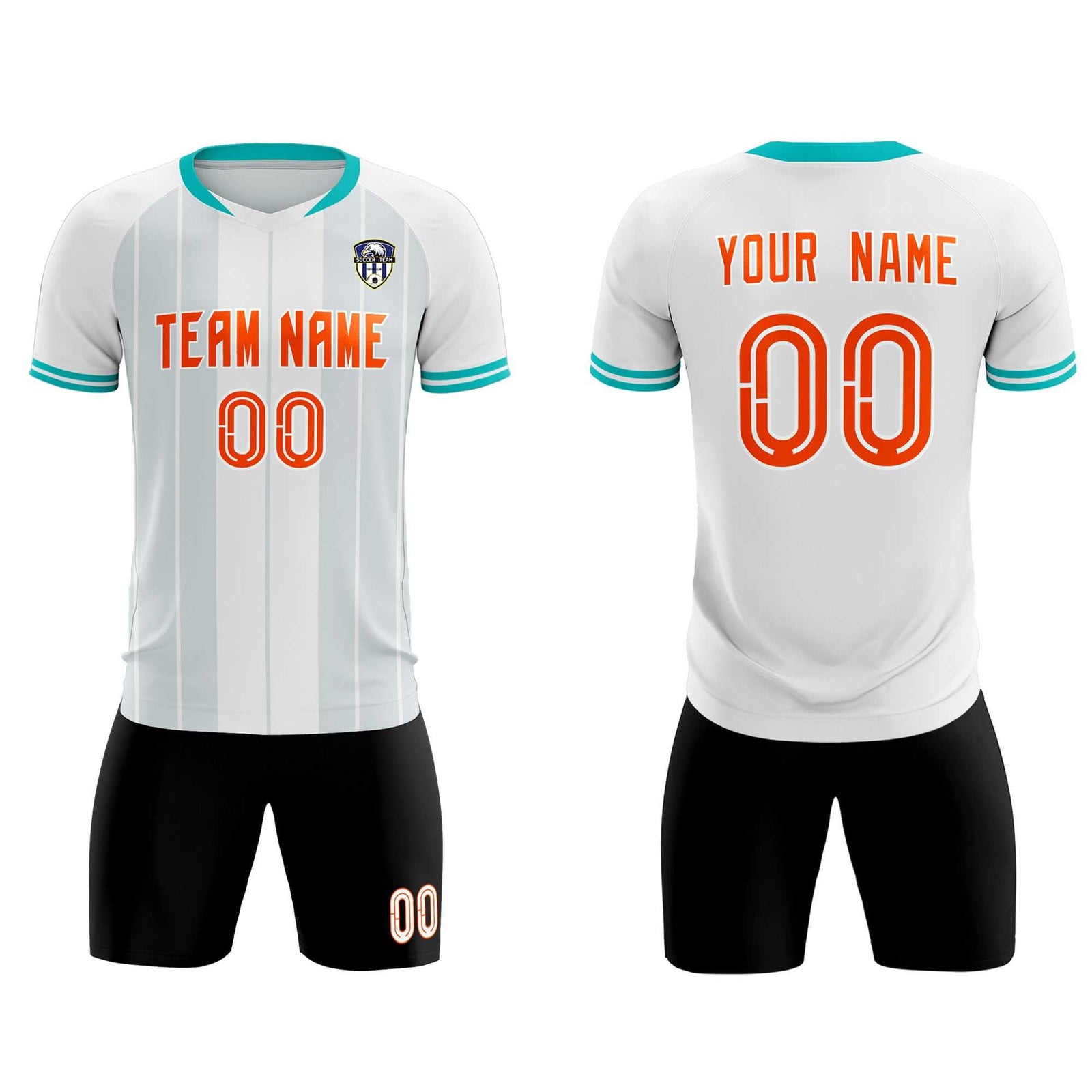 Custom White Classic Striped Personalized Soccer Tops/Sets Jersey