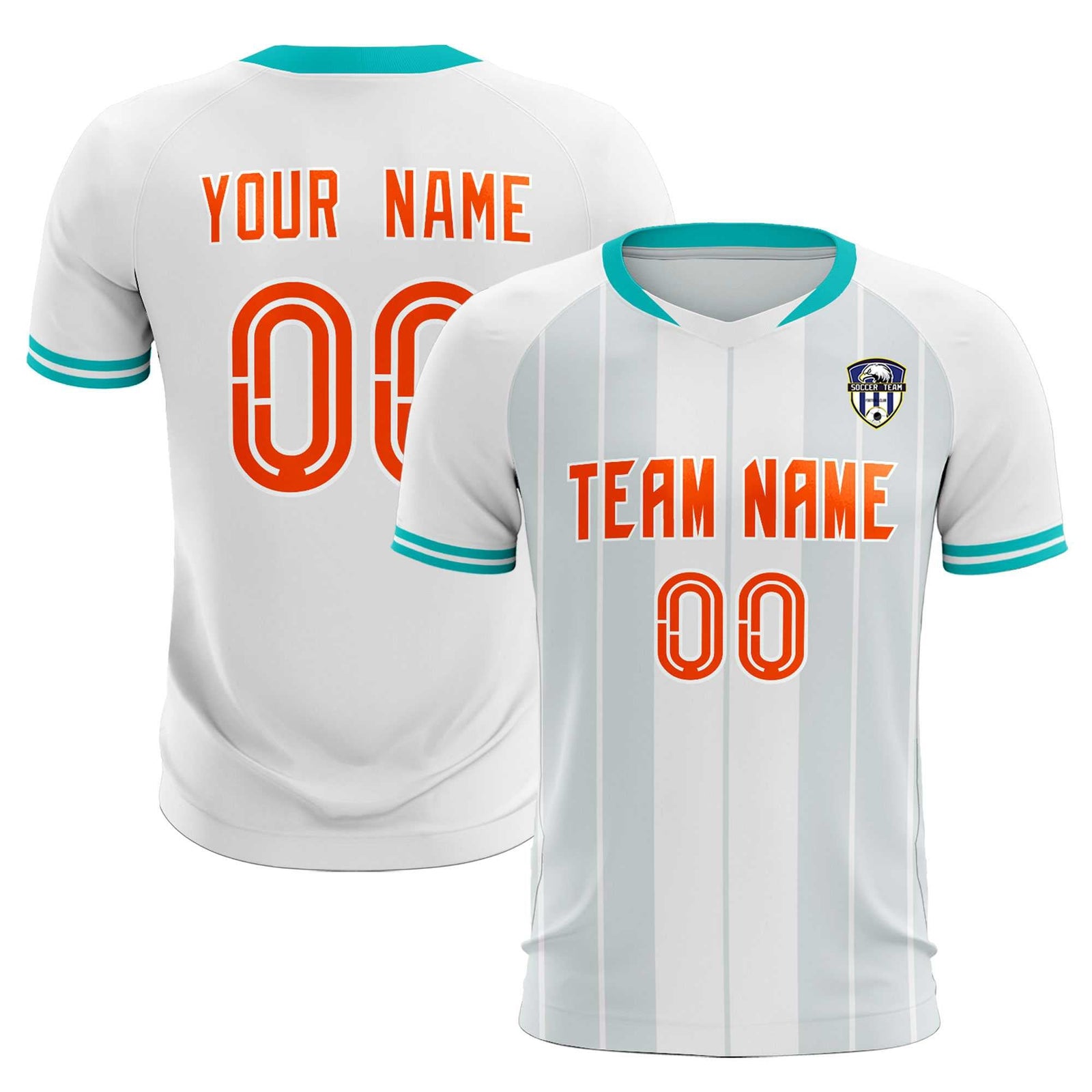 Custom White Classic Striped Personalized Soccer Tops/Sets Jersey