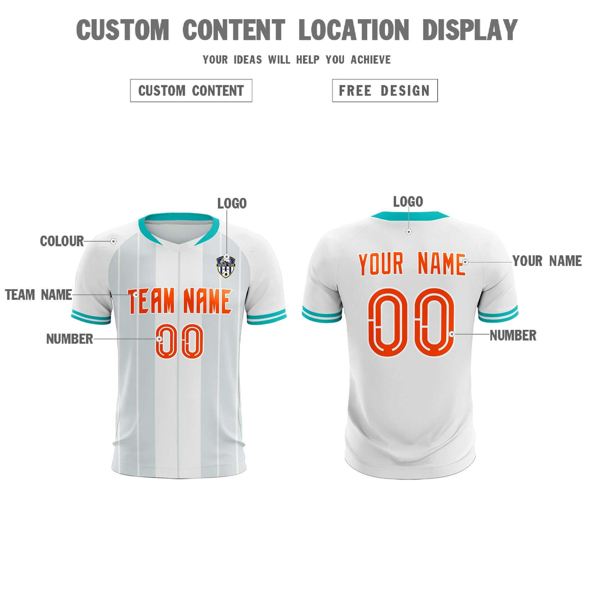 Custom White Classic Striped Personalized Soccer Tops/Sets Jersey