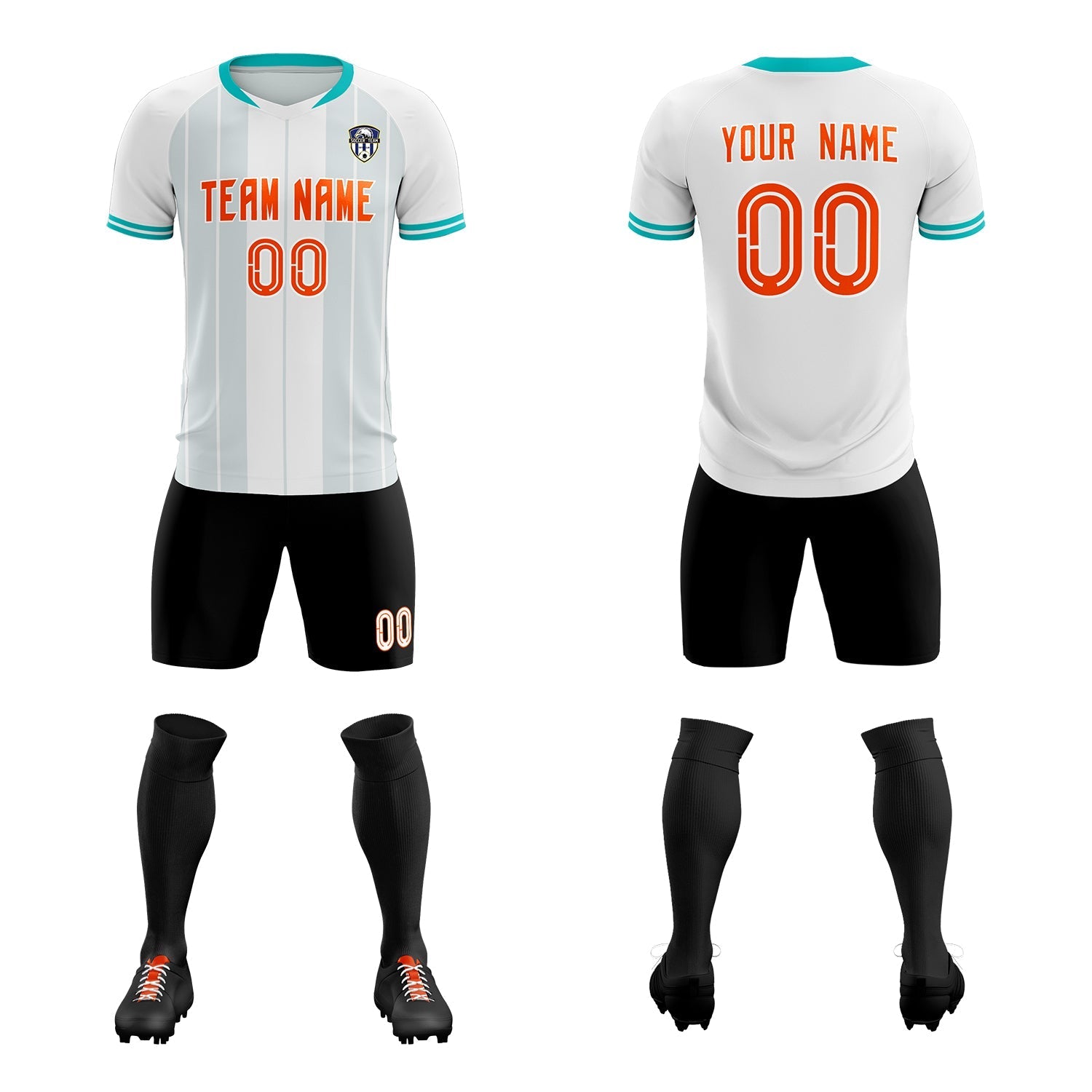 Custom White Classic Striped Personalized Soccer Tops/Sets Jersey