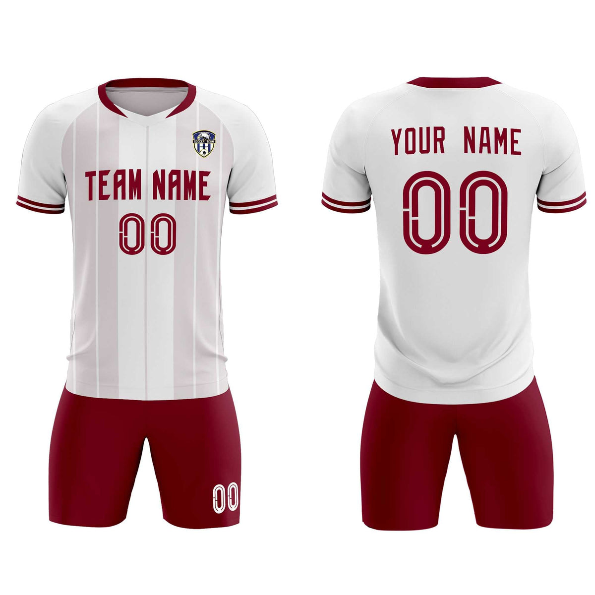 Custom White Classic Striped Personalized Soccer Tops/Sets Jersey