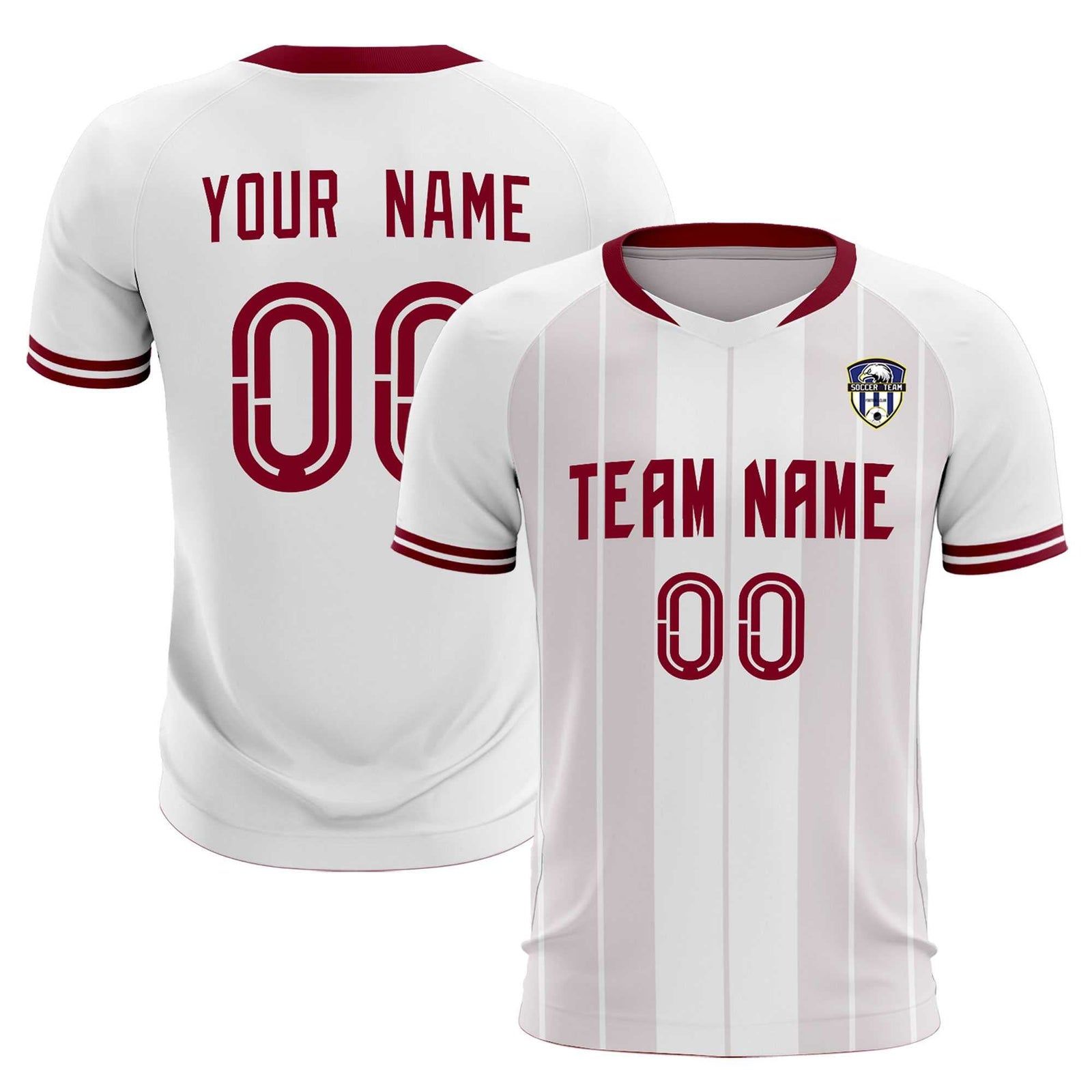 Custom White Classic Striped Personalized Soccer Tops/Sets Jersey
