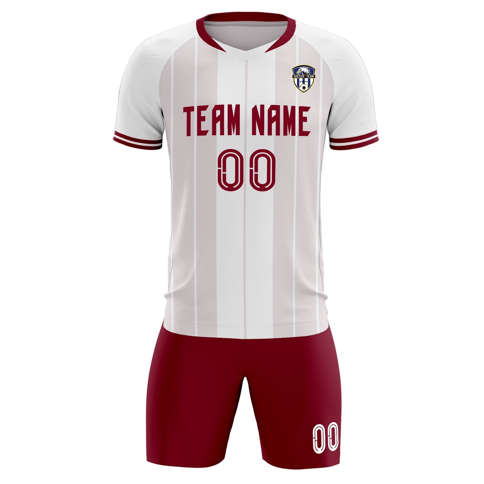 Custom White Classic Striped Personalized Soccer Tops/Sets Jersey