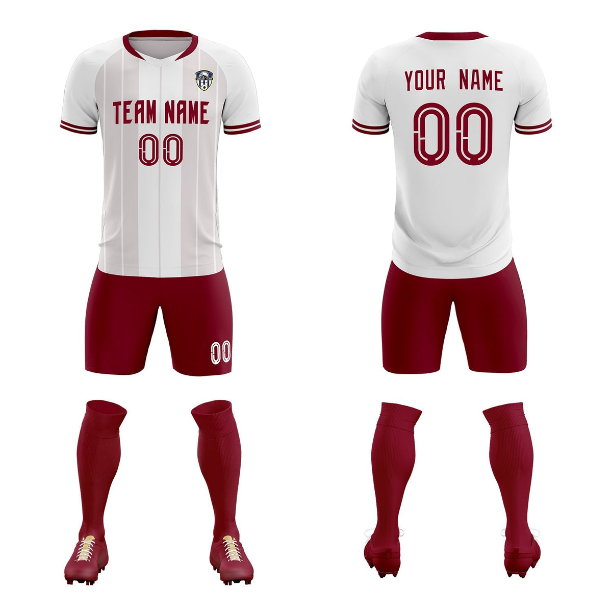 Custom White Classic Striped Personalized Soccer Tops/Sets Jersey