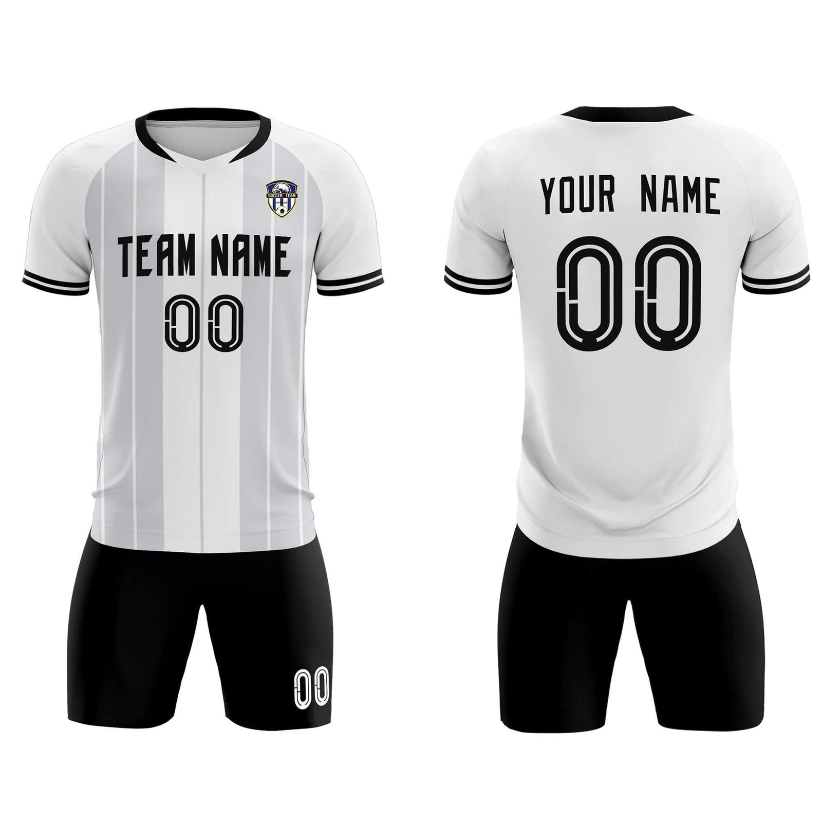 Custom White Classic Striped Personalized Soccer Tops/Sets Jersey