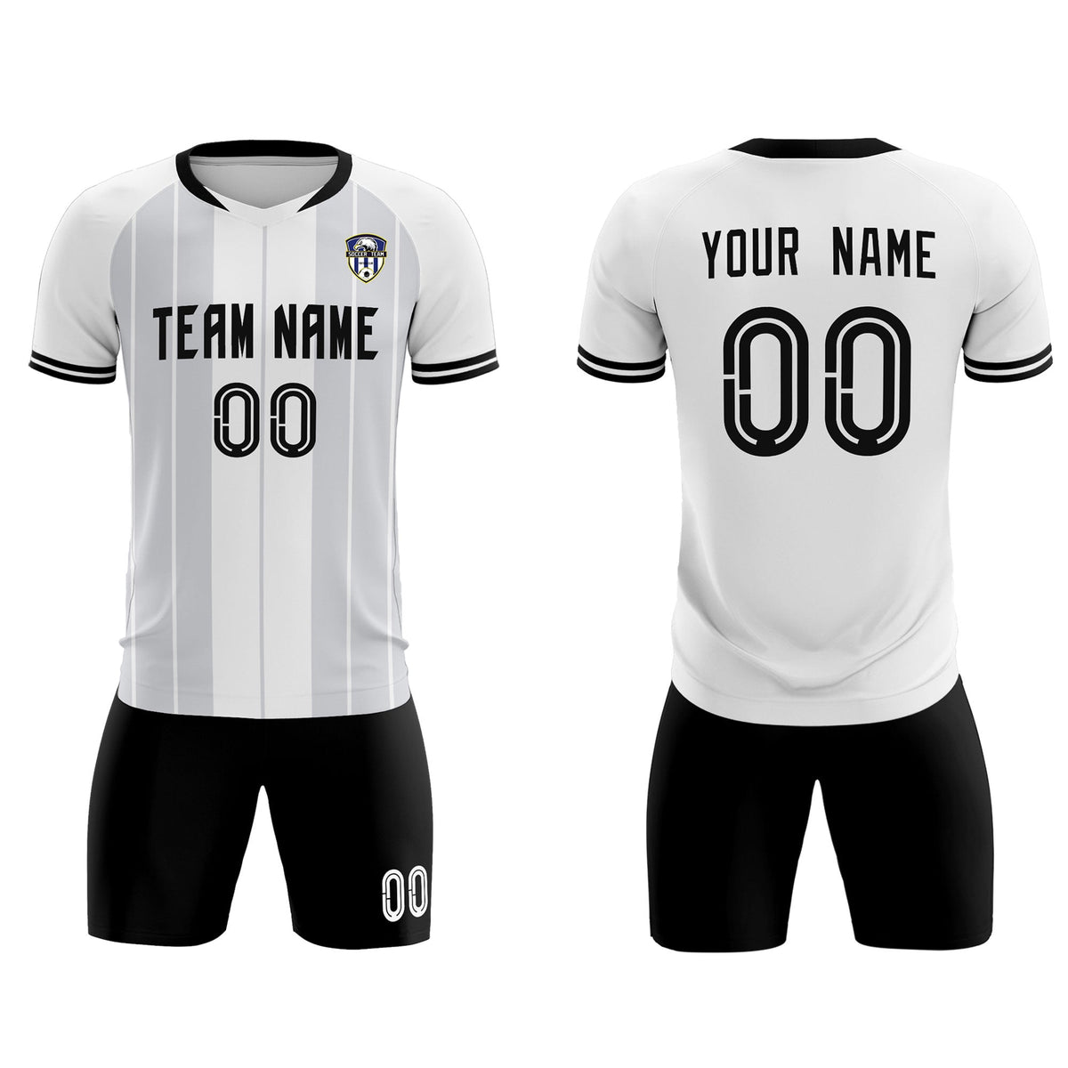 Custom White Classic Striped Personalized Soccer Tops/Sets Jersey