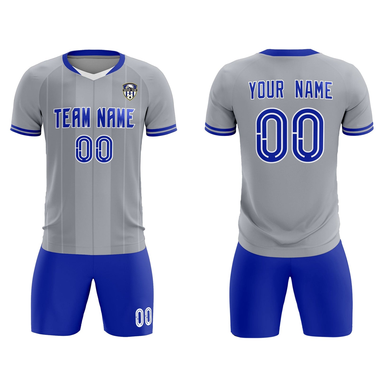 Custom Gray Classic Striped Personalized Soccer Tops/Sets Jersey