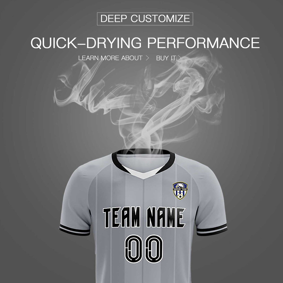 Custom Gray Classic Striped Personalized Soccer Tops/Sets Jersey