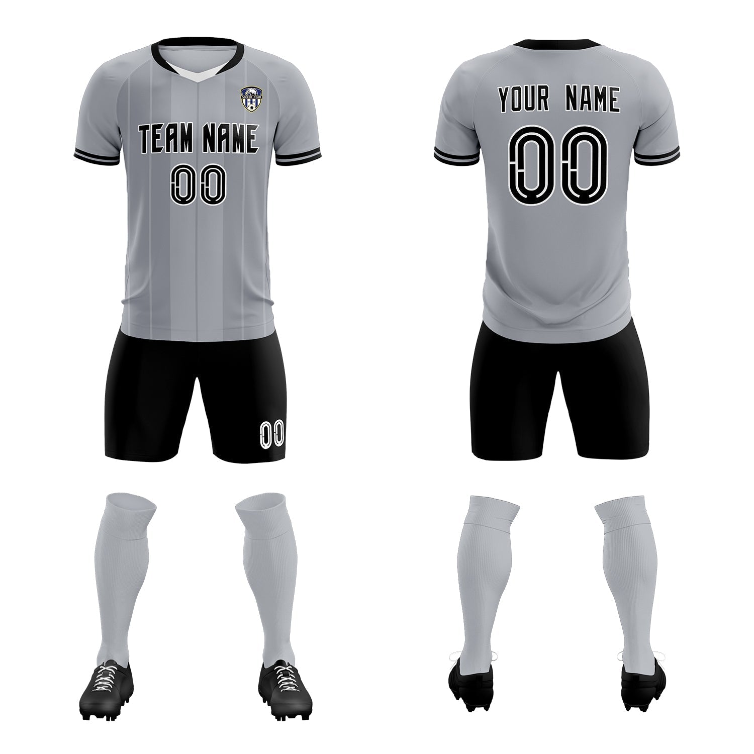 Custom Gray Classic Striped Personalized Soccer Tops/Sets Jersey