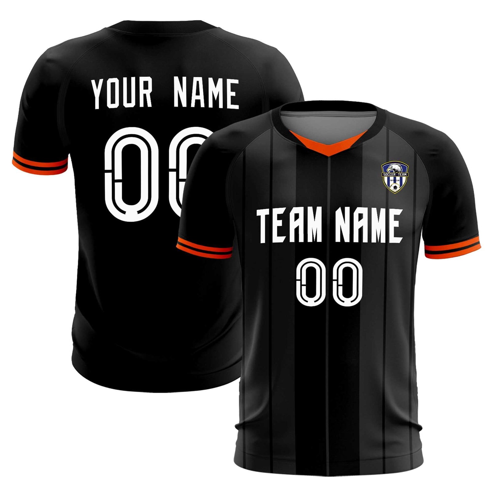 Custom Black Classic Striped Personalized Soccer Tops/Sets Jersey