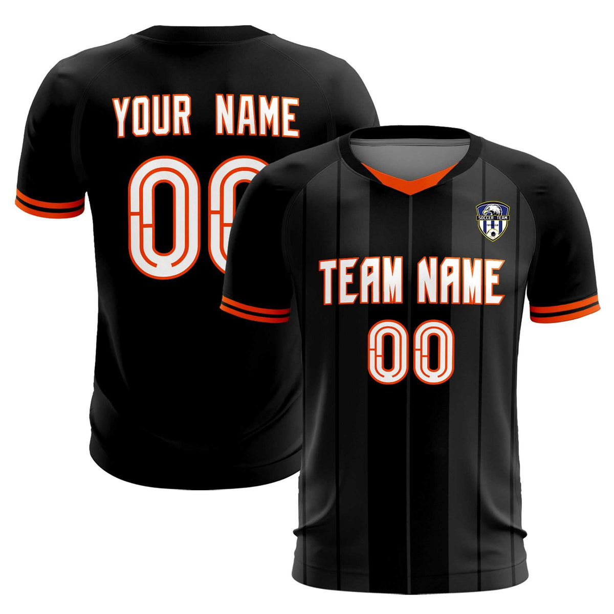 Custom Black Classic Striped Personalized Soccer Tops/Sets Jersey