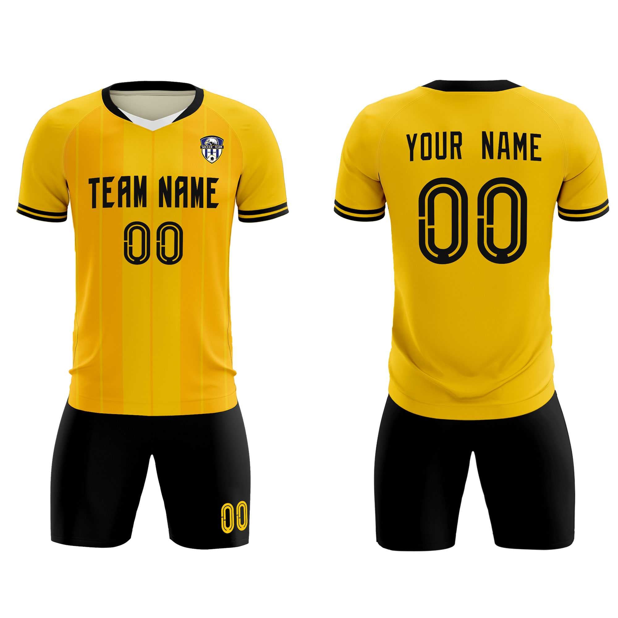 Custom Gold Classic Striped Personalized Soccer Tops/Sets Jersey