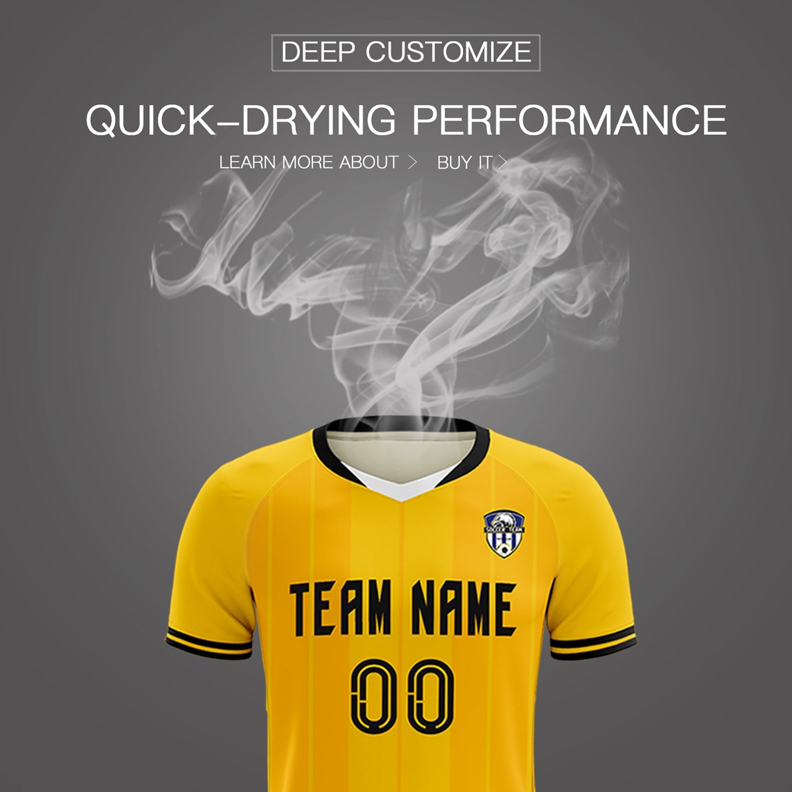 Custom Gold Classic Striped Personalized Soccer Tops/Sets Jersey