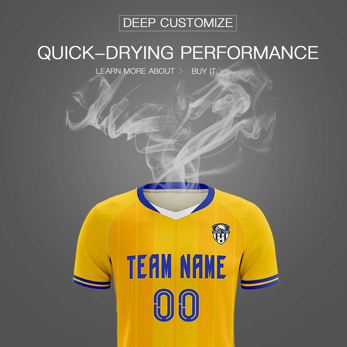 Custom Gold Classic Striped Personalized Soccer Tops/Sets Jersey