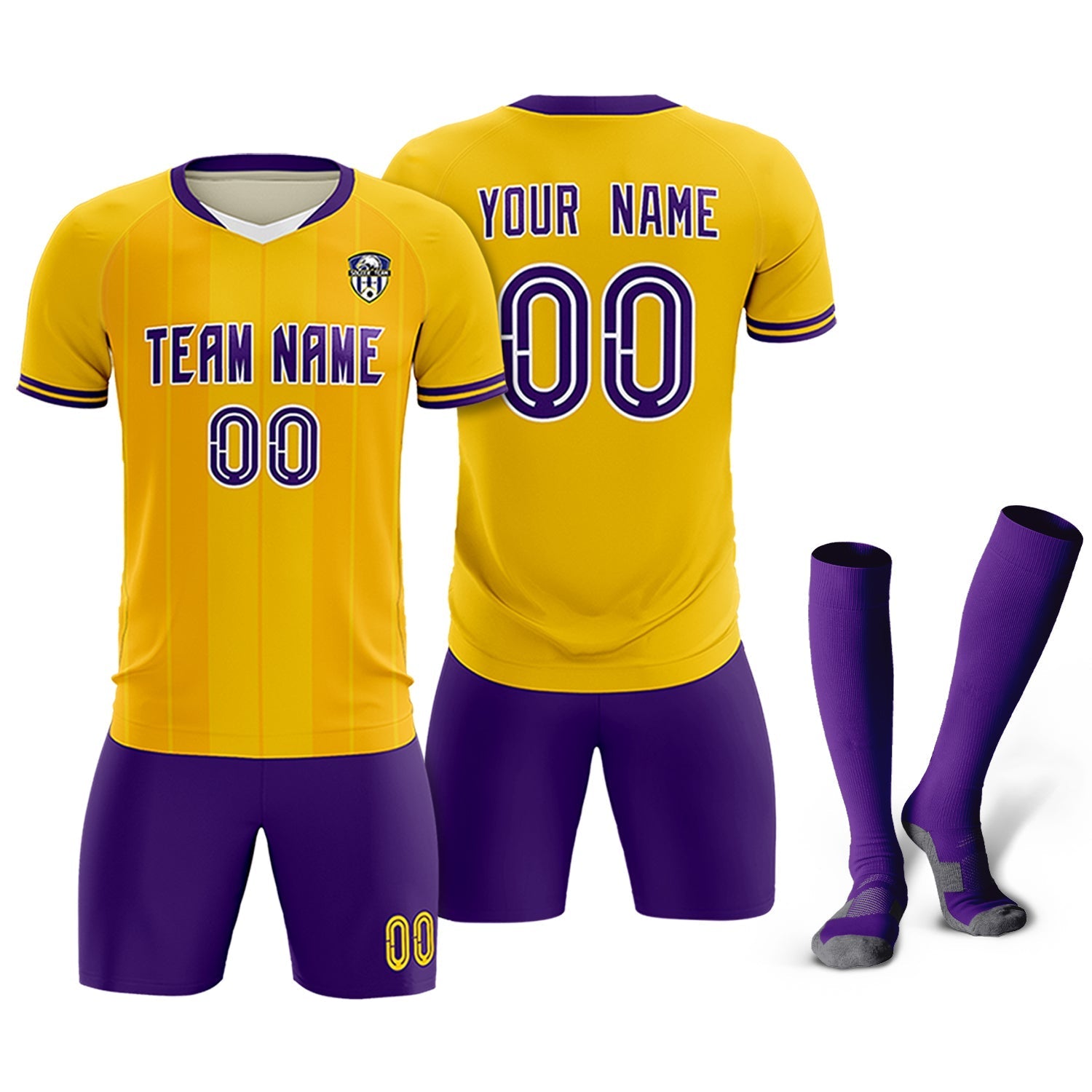 Custom Gold Classic Striped Personalized Soccer Tops/Sets Jersey