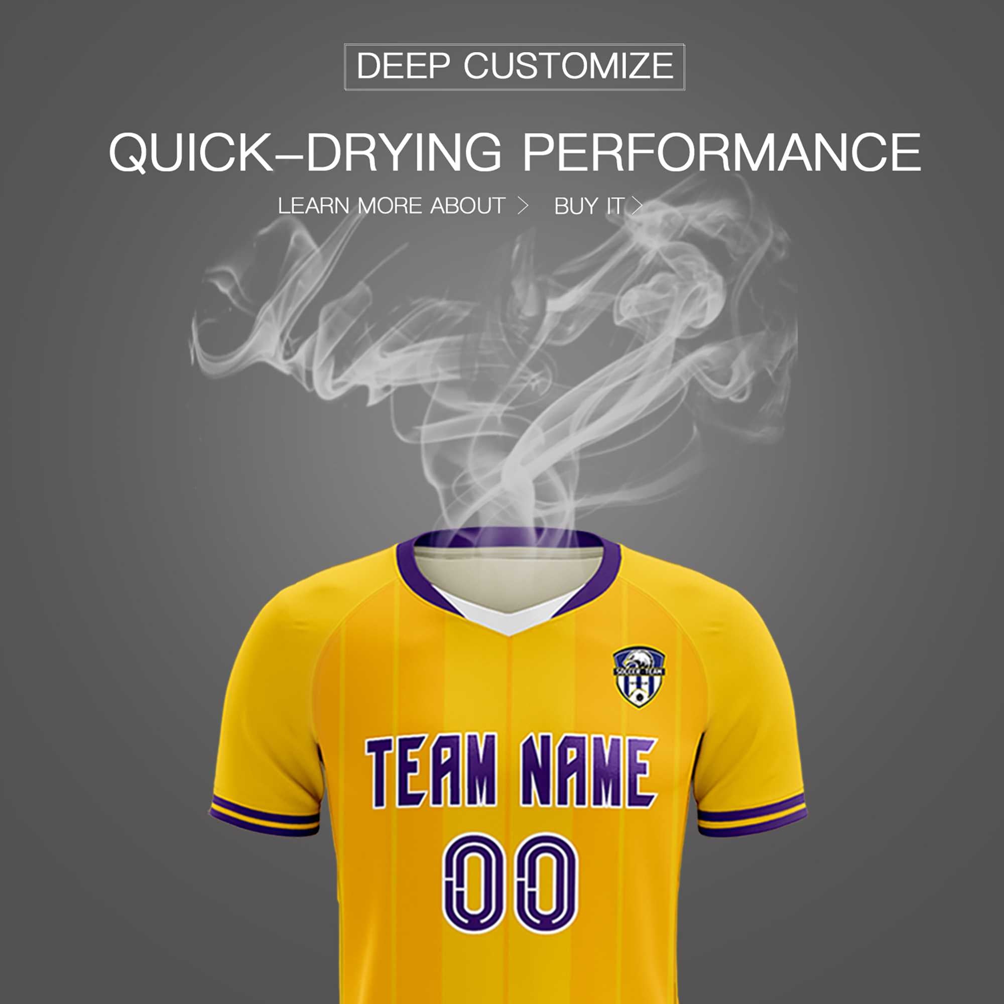 Custom Gold Classic Striped Personalized Soccer Tops/Sets Jersey
