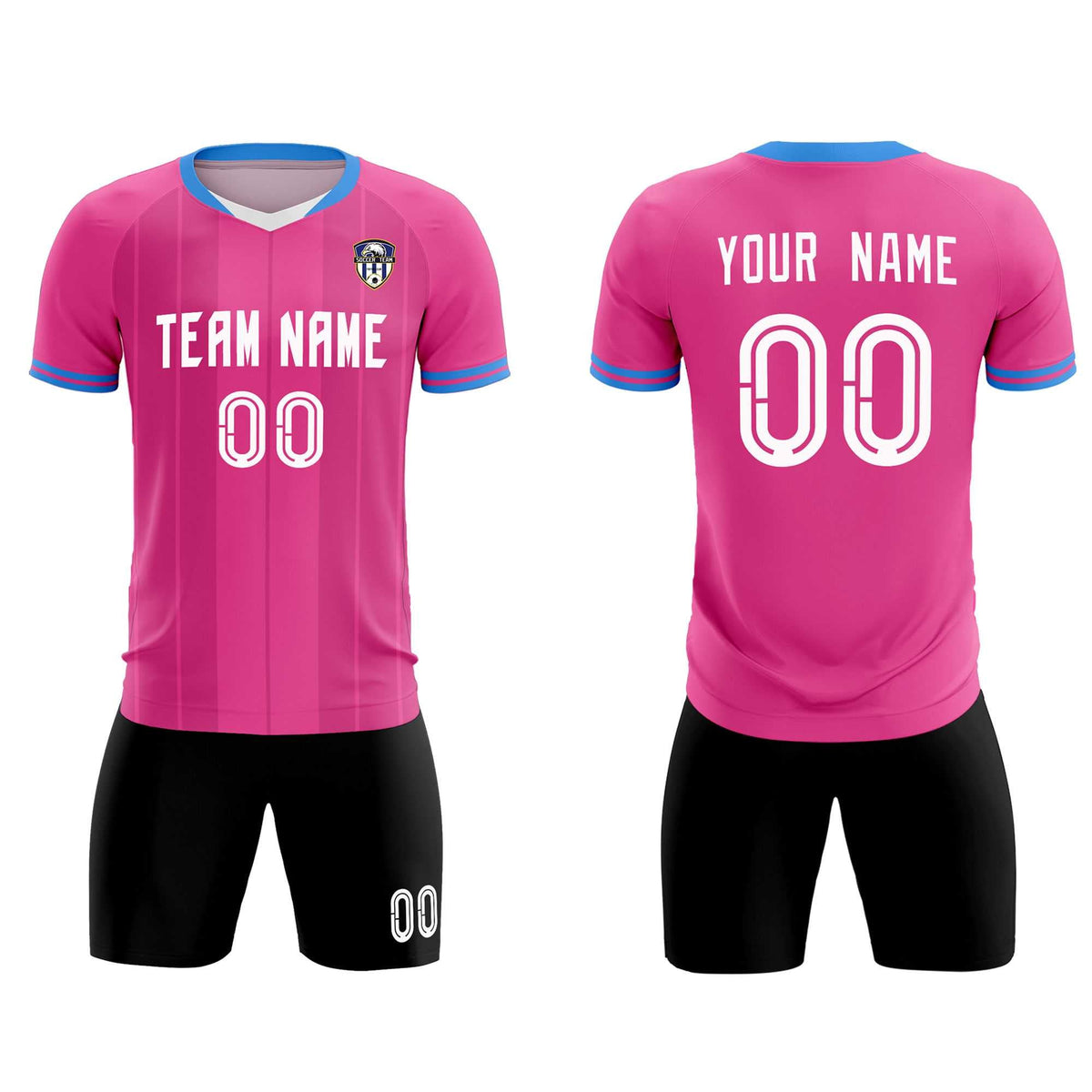Custom Pink Classic Striped Personalized Soccer Tops/Sets Jersey