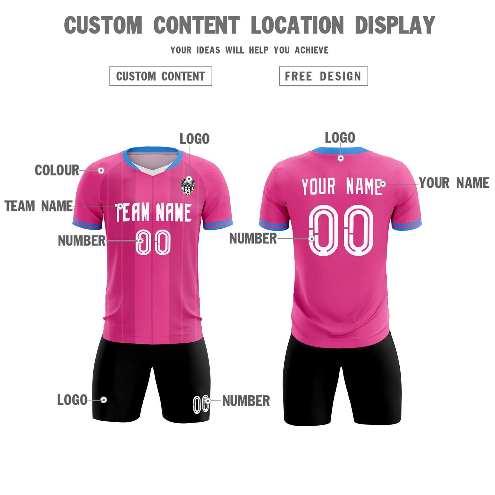 Custom Pink Classic Striped Personalized Soccer Tops/Sets Jersey