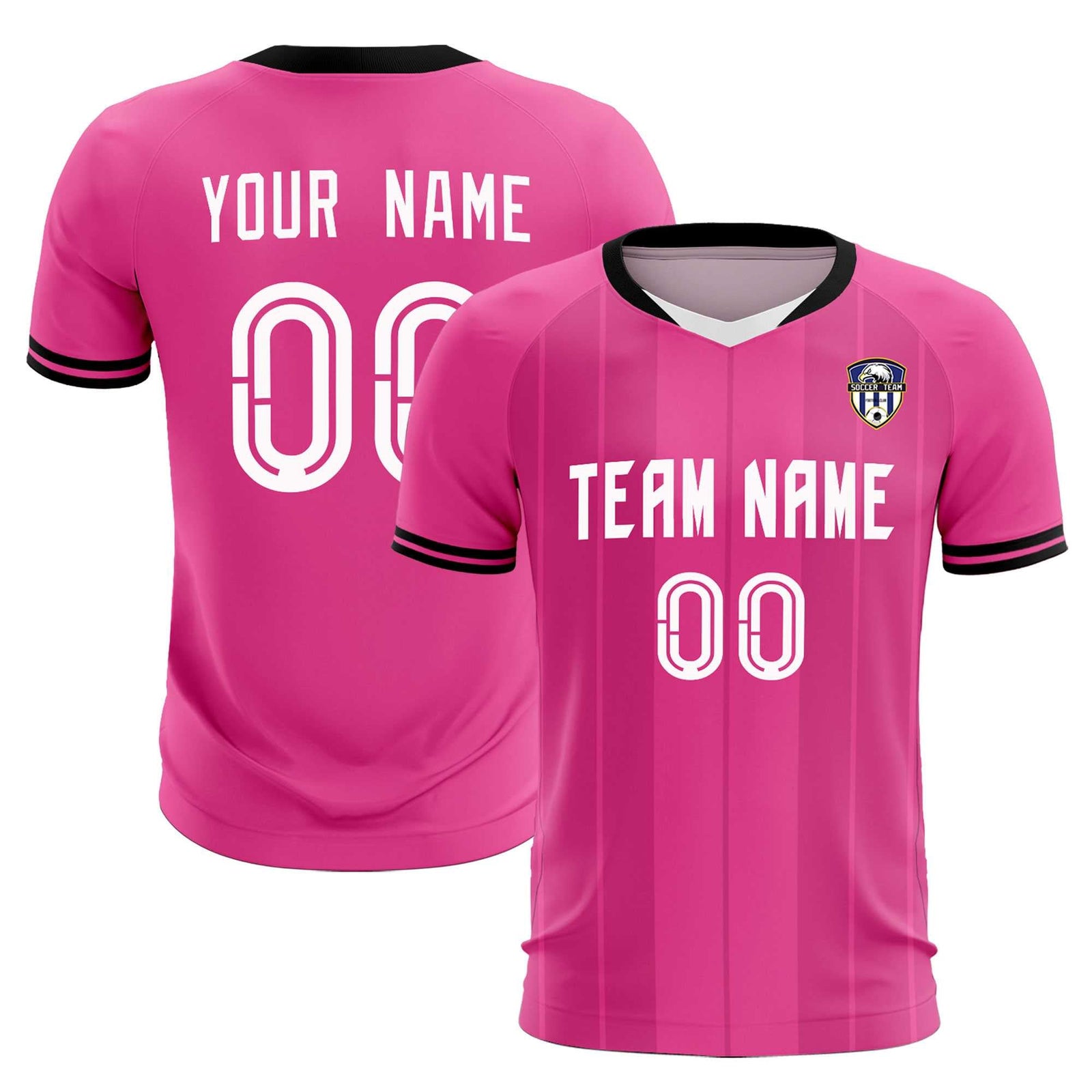 Custom Pink Classic Striped Personalized Soccer Tops/Sets Jersey
