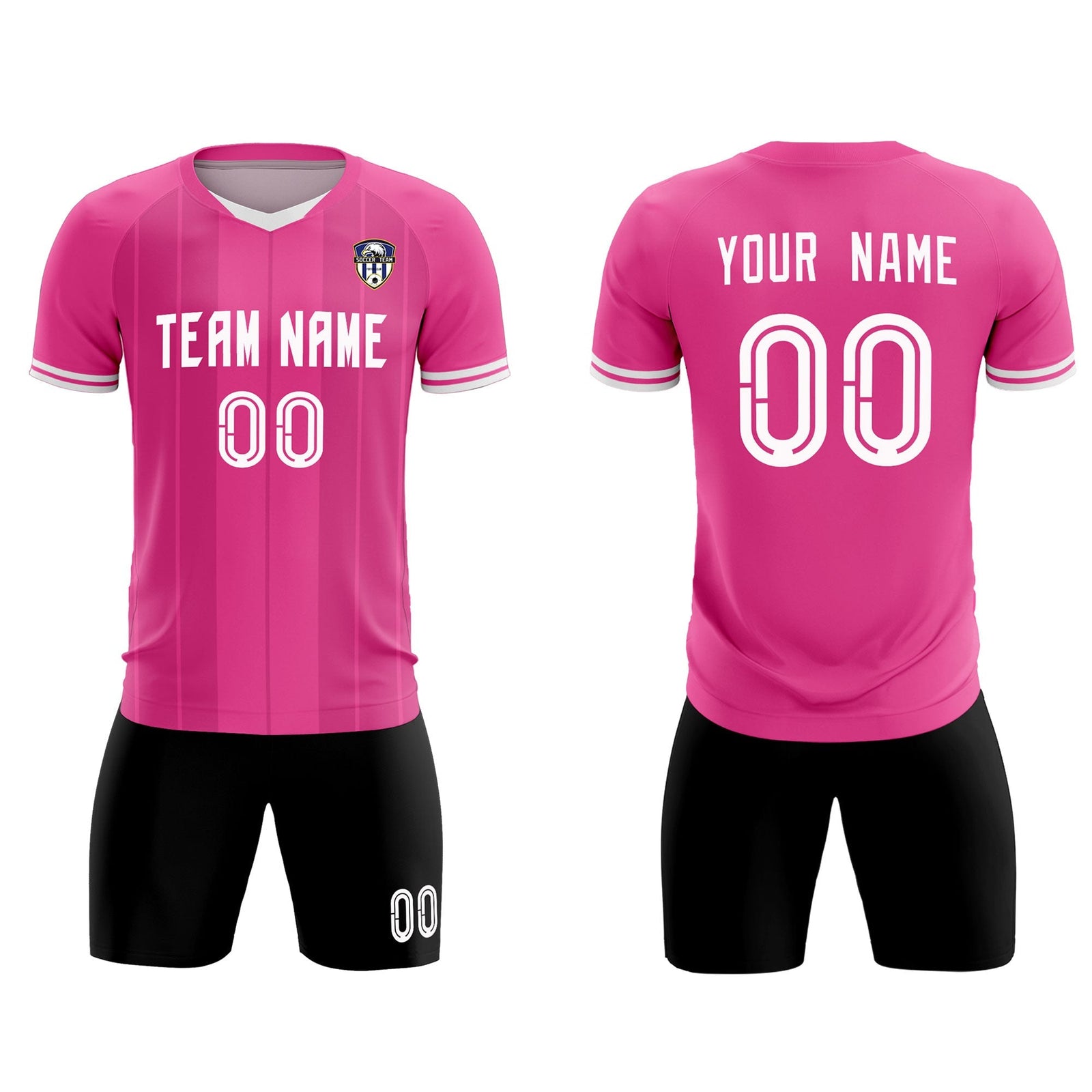 Custom Pink Classic Striped Personalized Soccer Tops/Sets Jersey