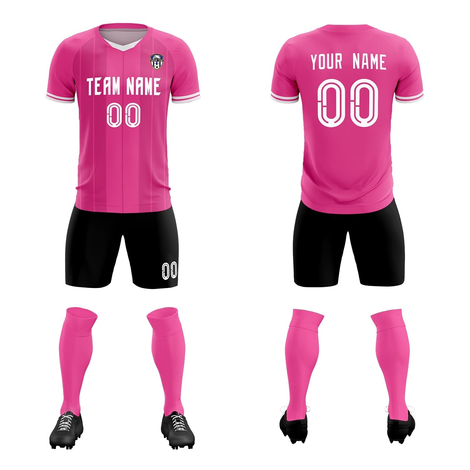 Custom Pink Classic Striped Personalized Soccer Tops/Sets Jersey