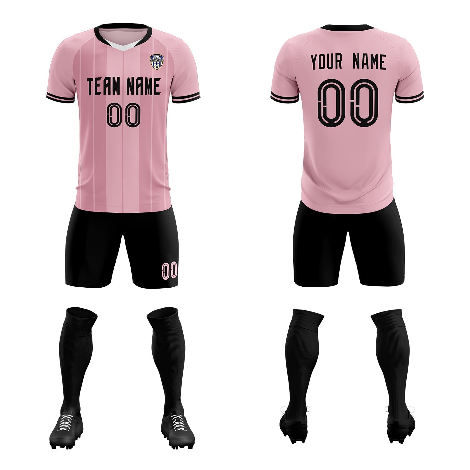 Custom Light Pink Classic Striped Personalized Soccer Tops/Sets Jersey