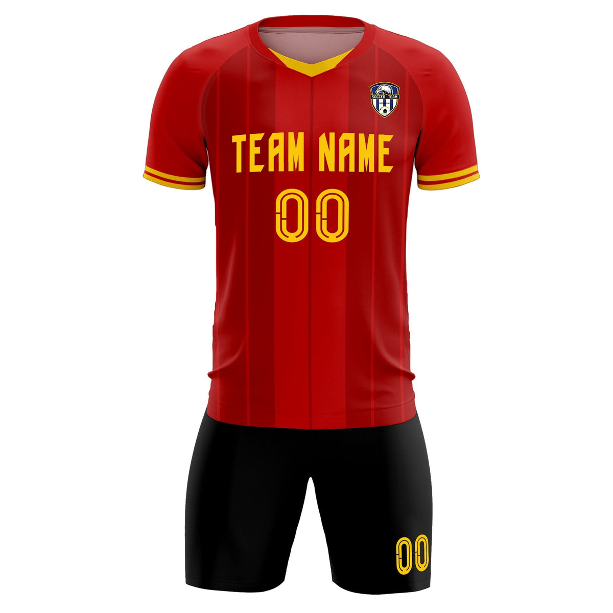 Custom Red Classic Striped Personalized Soccer Tops/Sets Jersey
