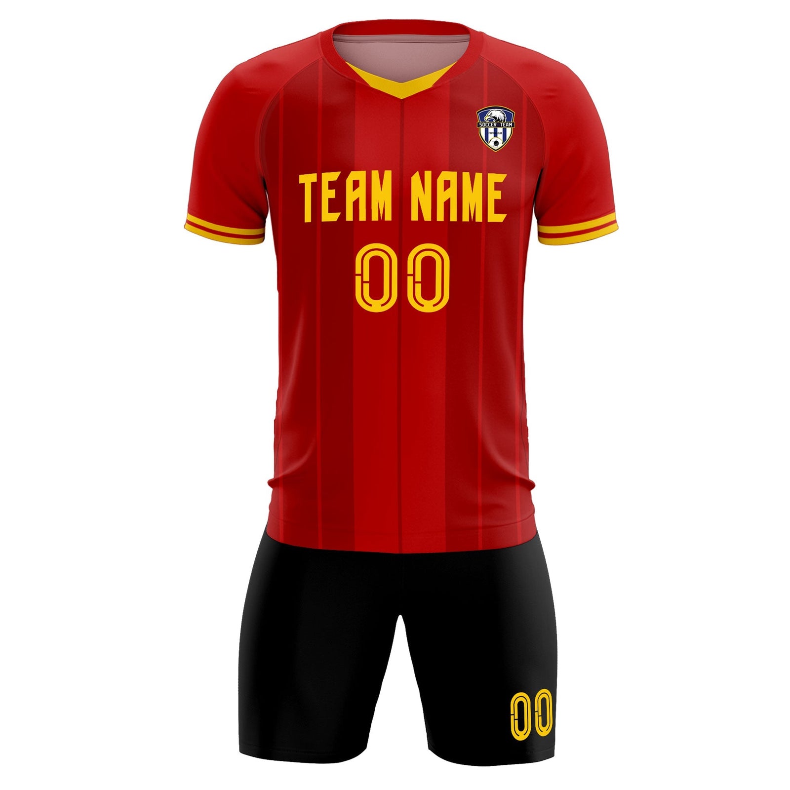 Custom Red Classic Striped Personalized Soccer Tops/Sets Jersey