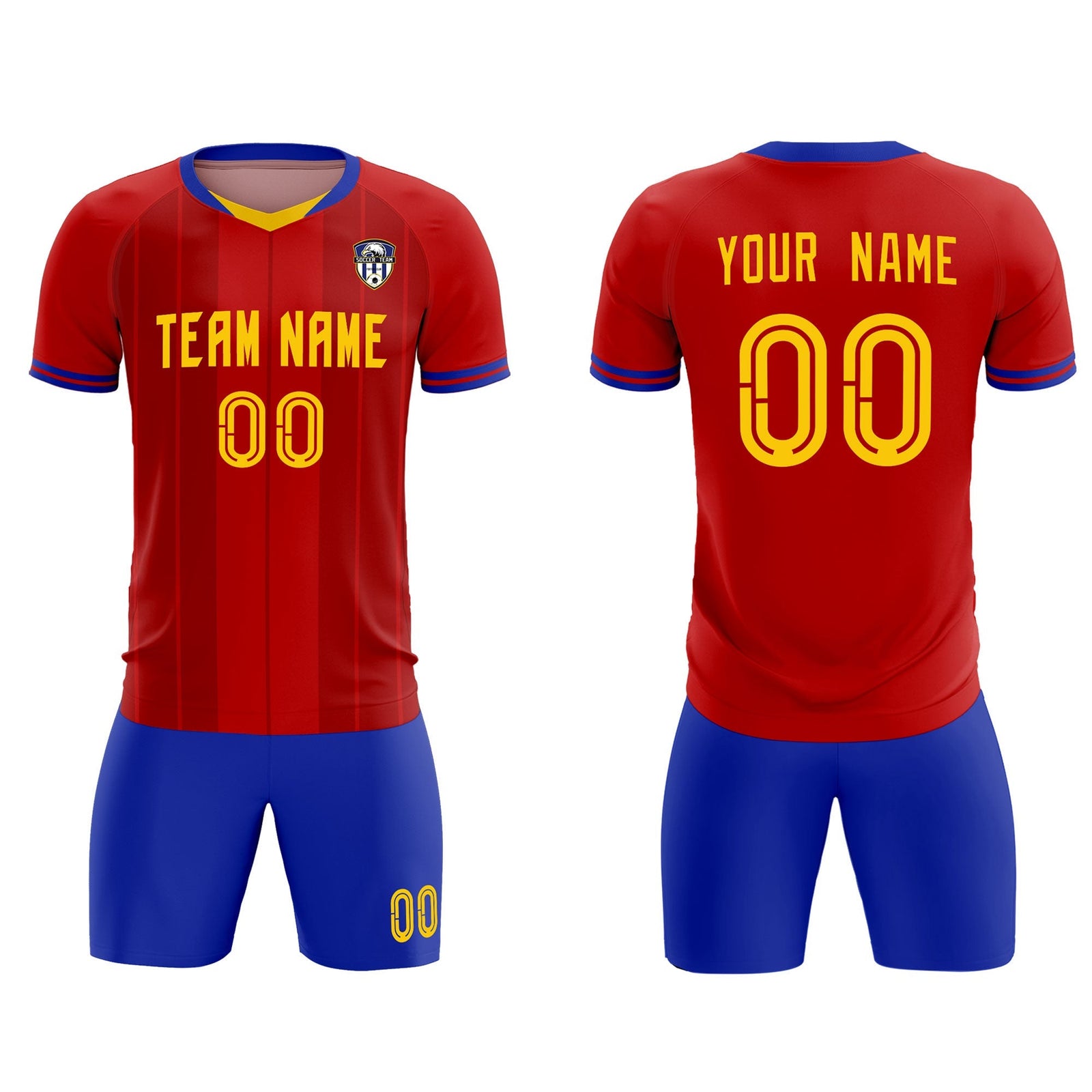 Custom Red Classic Striped Personalized Soccer Tops/Sets Jersey