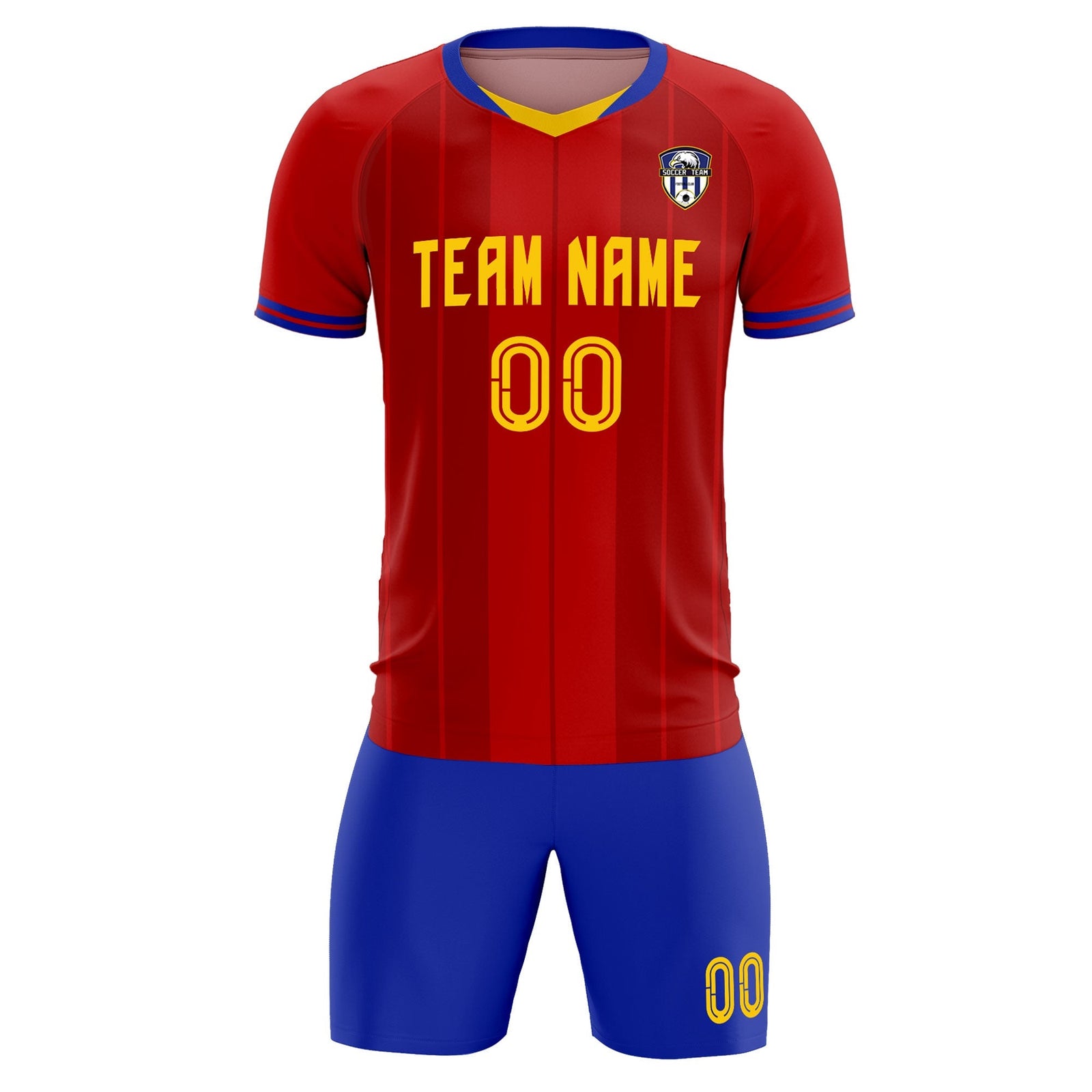 Custom Red Classic Striped Personalized Soccer Tops/Sets Jersey