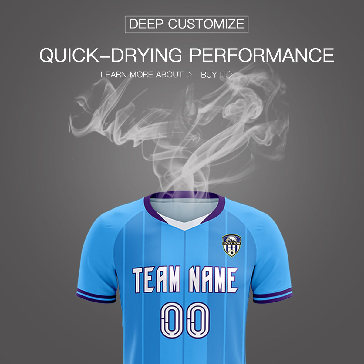 Custom Powder Blue Classic Striped Personalized Soccer Tops/Sets Jersey