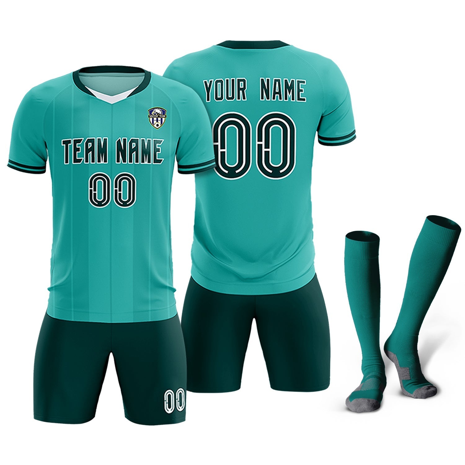 Custom Bright Green Classic Striped Personalized Soccer Tops/Sets Jersey