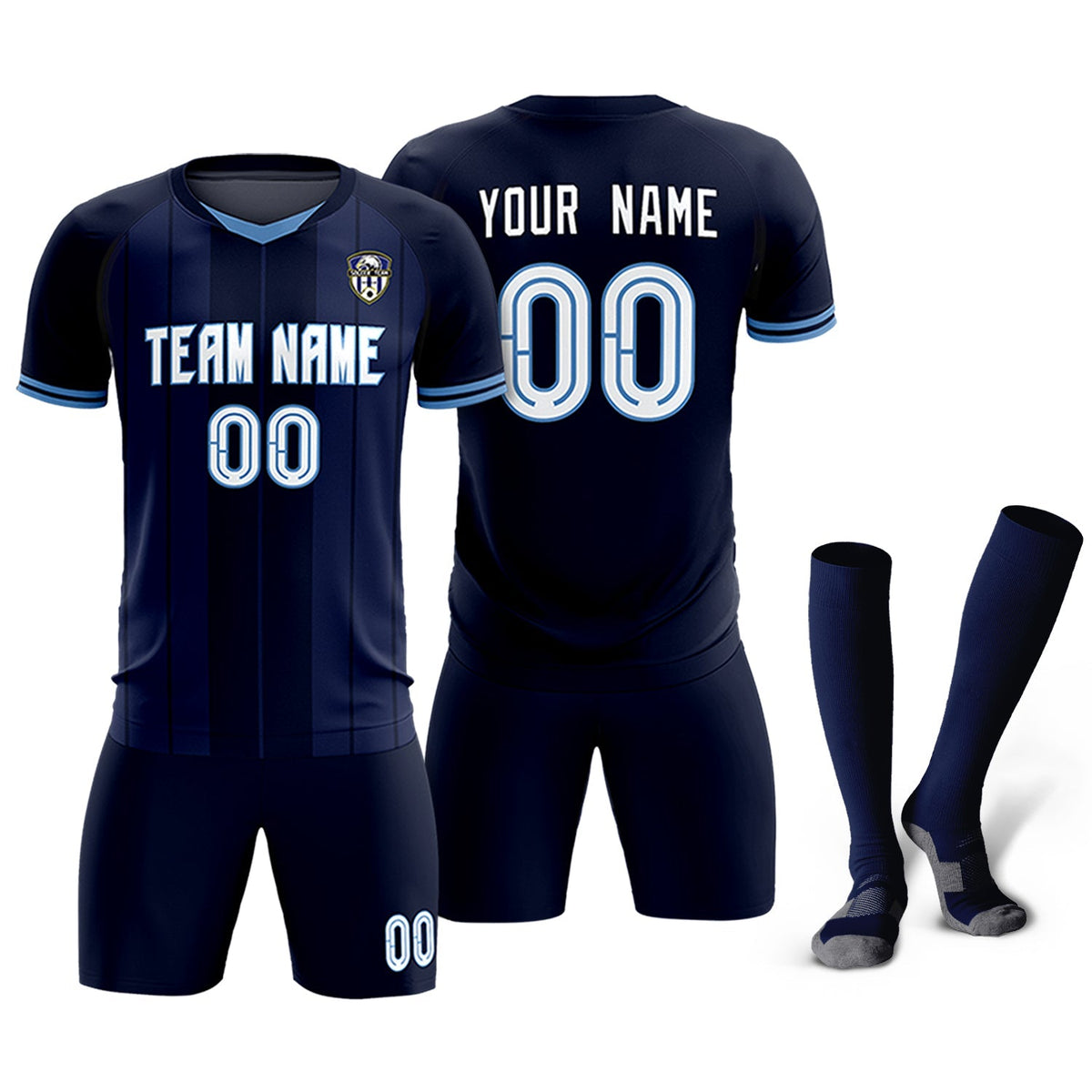 Custom Navy Classic Striped Personalized Soccer Tops/Sets Jersey