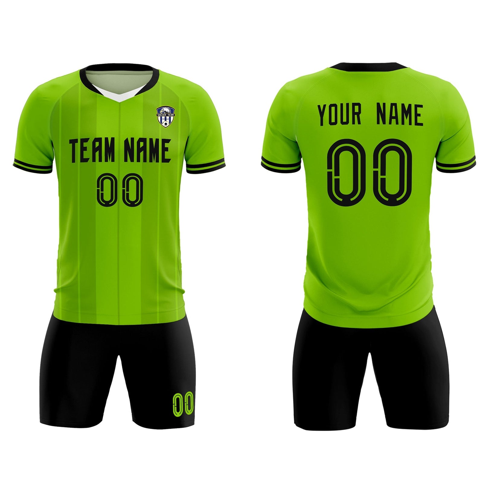Custom Neon Green Classic Striped Personalized Soccer Tops/Sets Jersey