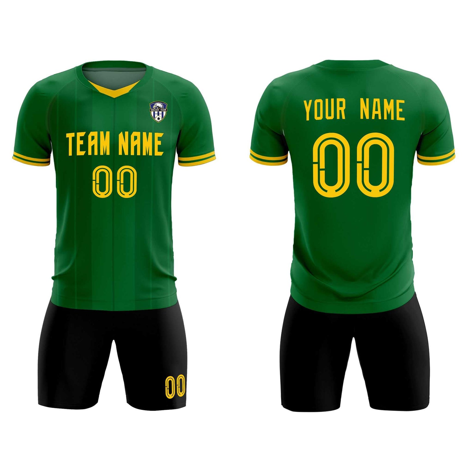 Custom Kelly Green Classic Striped Personalized Soccer Tops/Sets Jersey