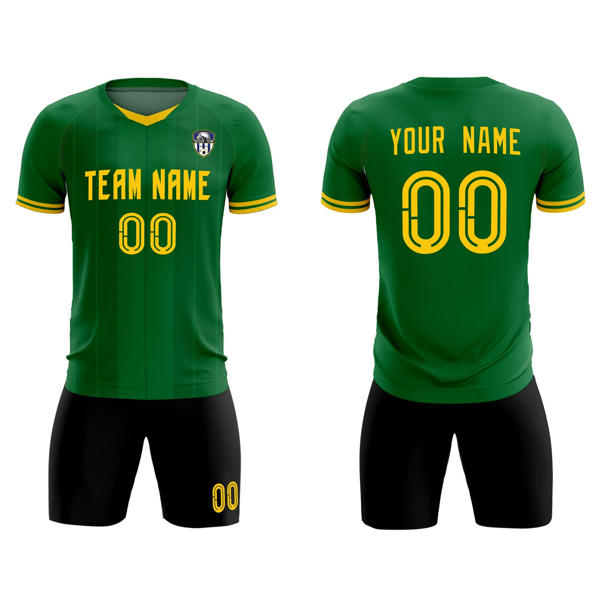 Custom Kelly Green Classic Striped Personalized Soccer Tops/Sets Jersey