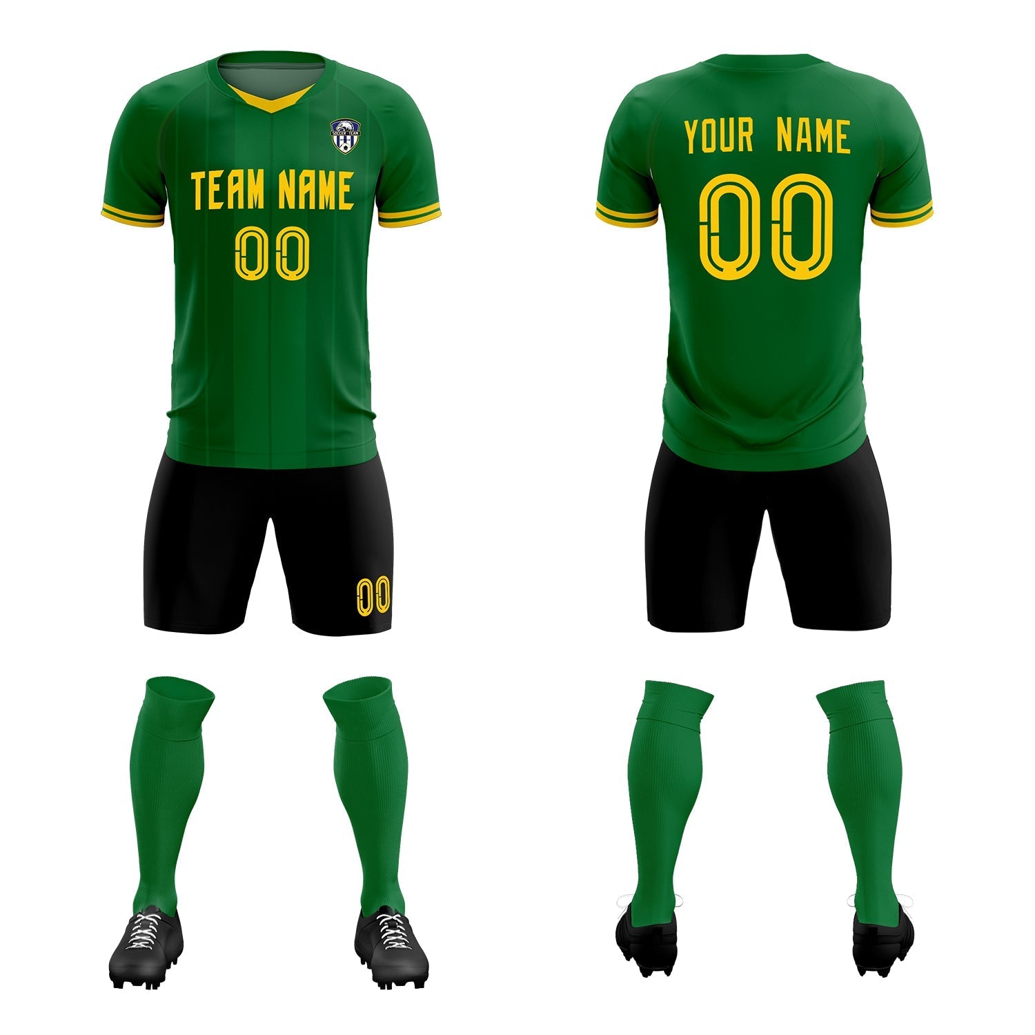 Custom Kelly Green Classic Striped Personalized Soccer Tops/Sets Jersey