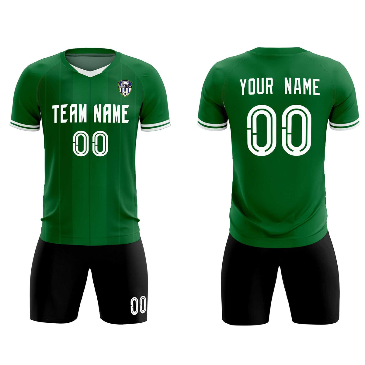 Custom Kelly Green Classic Striped Personalized Soccer Tops/Sets Jersey