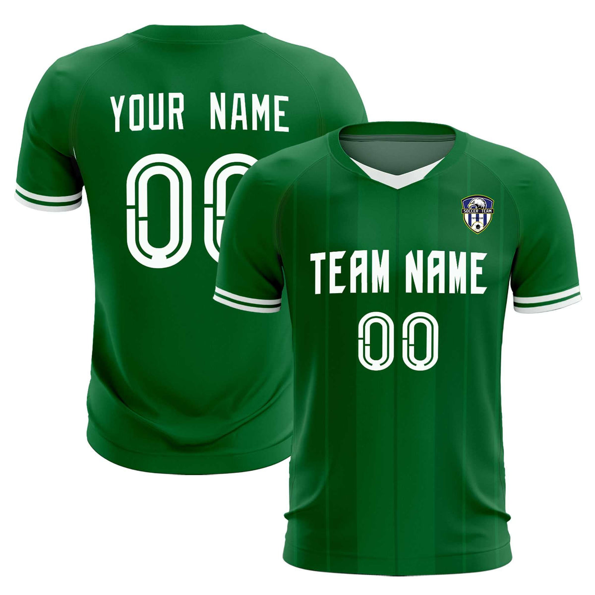 Custom Kelly Green Classic Striped Personalized Soccer Tops/Sets Jersey