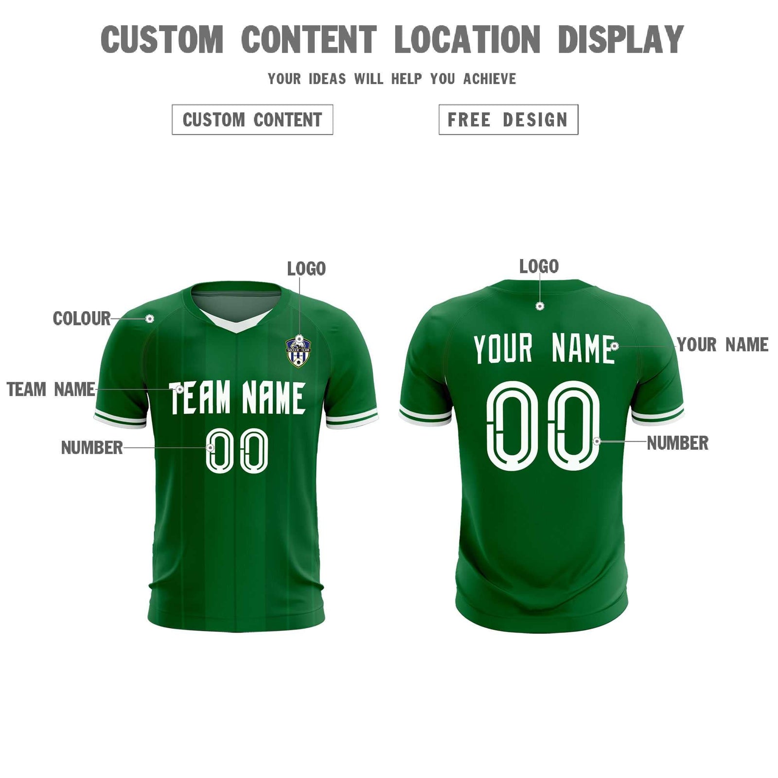 Custom Kelly Green Classic Striped Personalized Soccer Tops/Sets Jersey