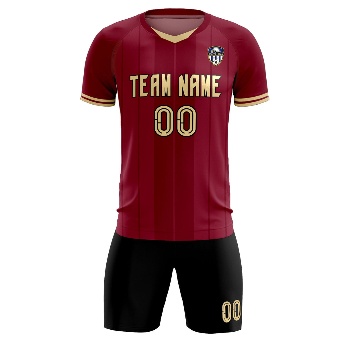 Custom Crimson Classic Striped Personalized Soccer Tops/Sets Jersey