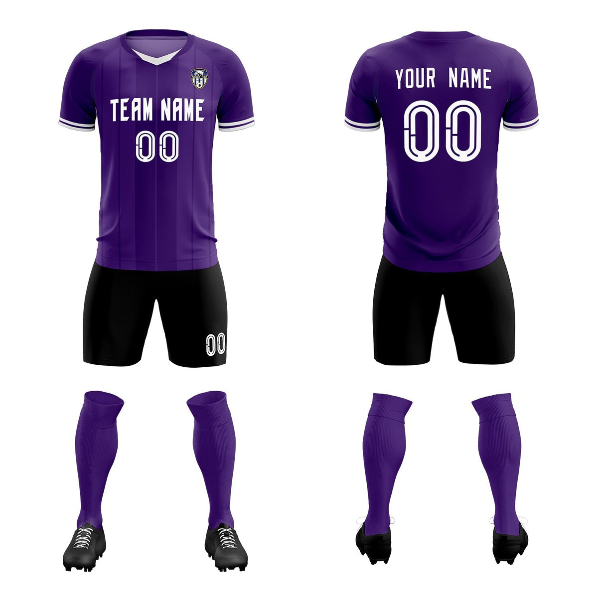 Custom Purple Classic Striped Personalized Soccer Tops/Sets Jersey