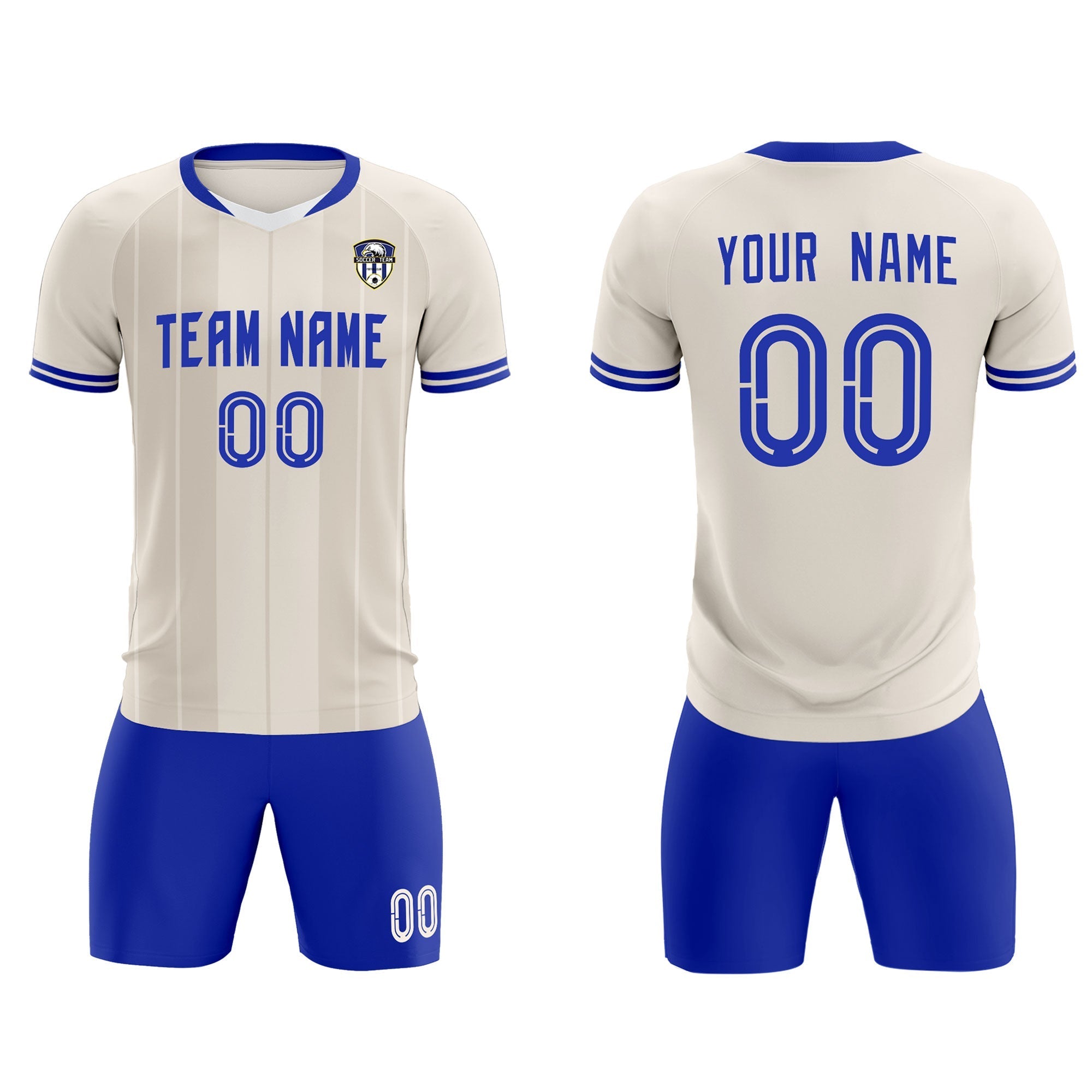 Custom Cream Classic Striped Personalized Soccer Tops/Sets Jersey