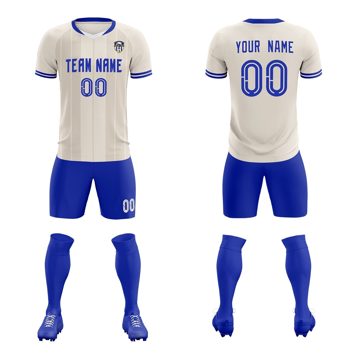 Custom Cream Classic Striped Personalized Soccer Tops/Sets Jersey