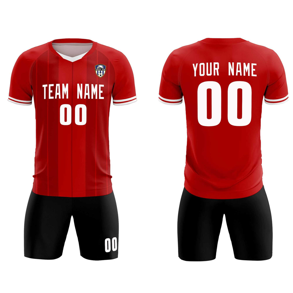 Custom Red Classic Striped Personalized Soccer Tops/Sets Jersey