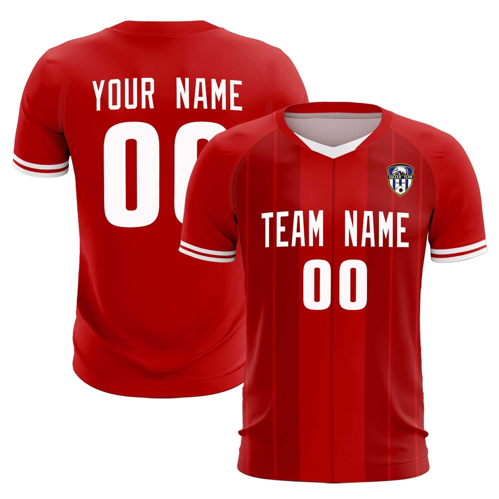 Custom Red Classic Striped Personalized Soccer Tops/Sets Jersey