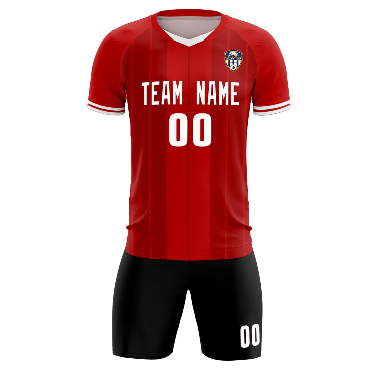 Custom Red Classic Striped Personalized Soccer Tops/Sets Jersey