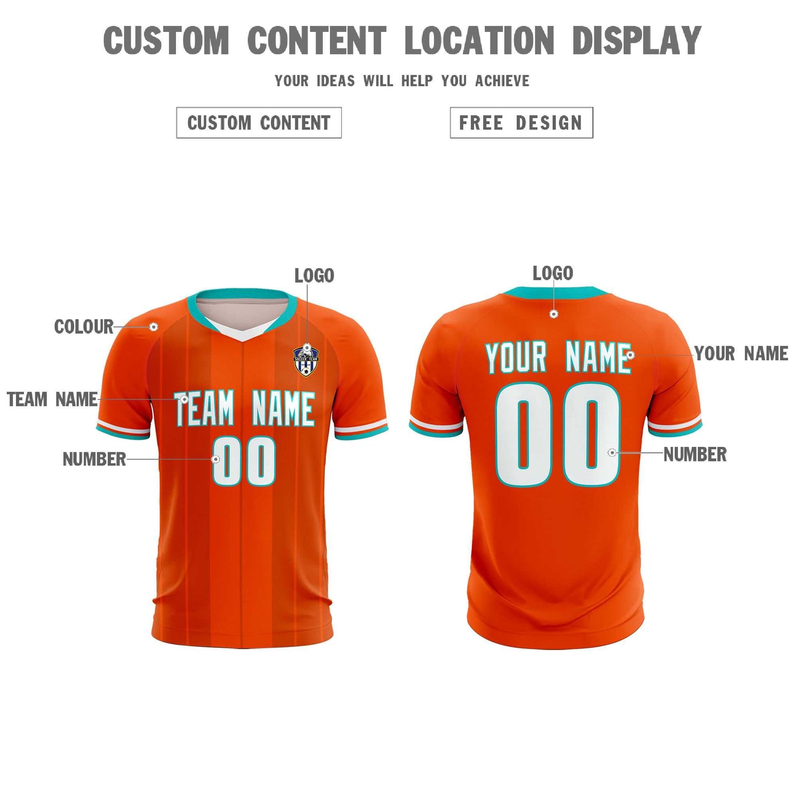 Custom Orange Classic Striped Personalized Soccer Tops/Sets Jersey